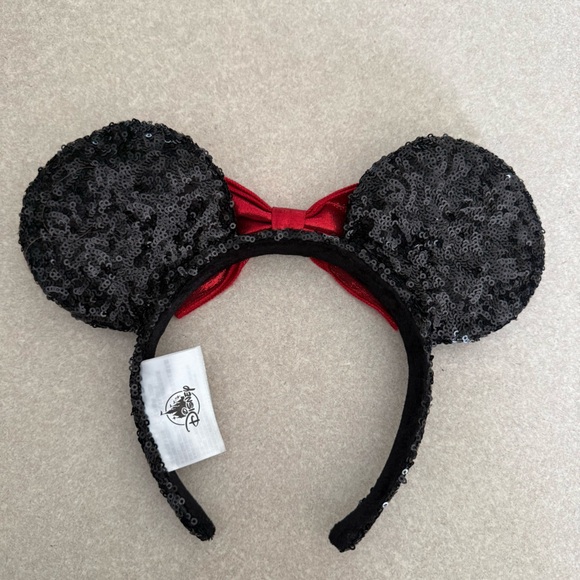 Disney Black Sequin Ears with Red Bow Headband - Picture 3 of 4
